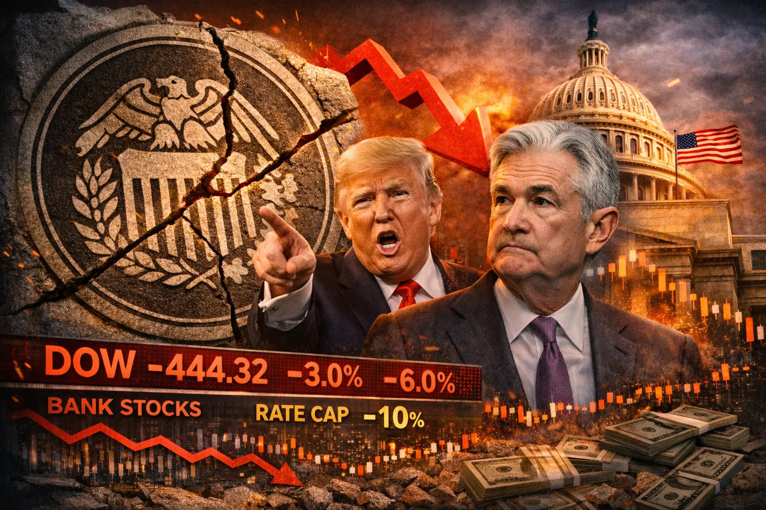 US Fed Under Fire: Dow Plunges 444 Points as Powell Probe Sparks Fears Over Central Bank Independence