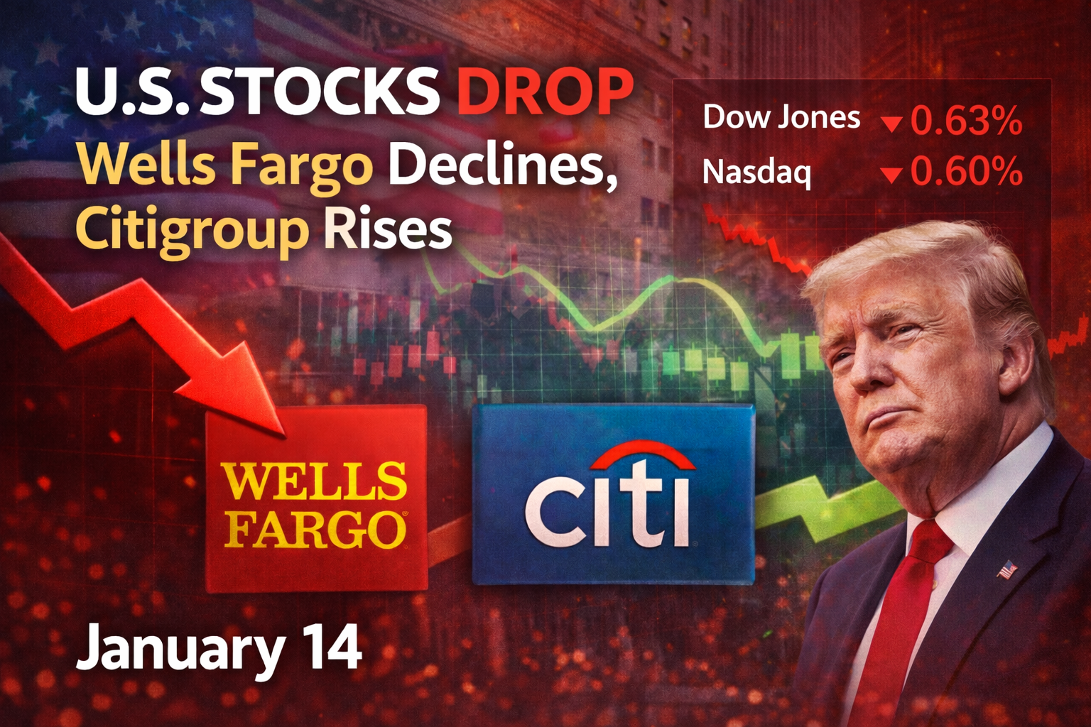 US Stock Market Faces Decline Amid Mixed Earnings Reports from Major Banks