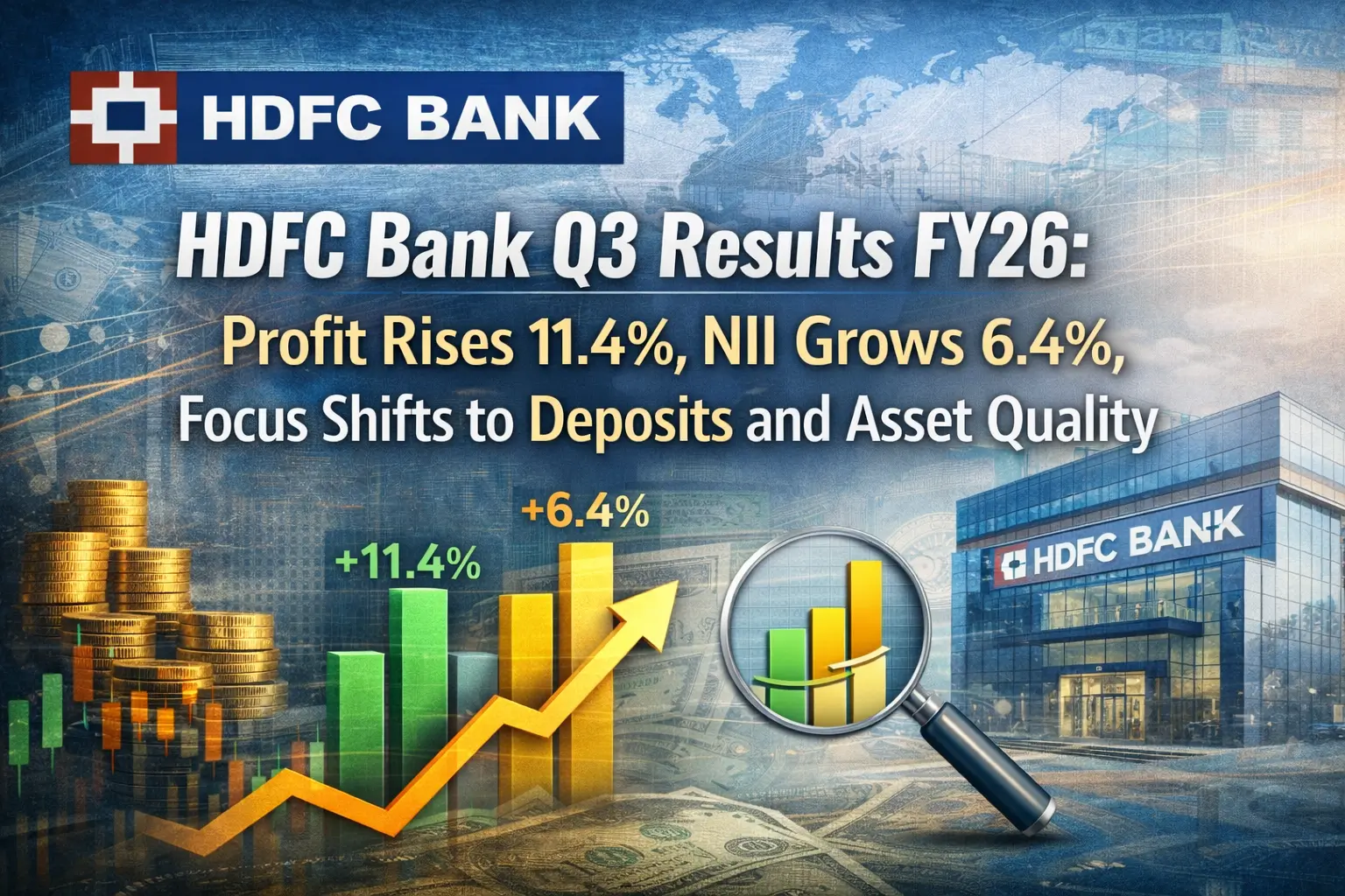 HDFC Bank Q3 Results FY26: Profit Rises 11.4%, NII Grows 6.4%, Focus Shifts to Deposits and Asset Quality