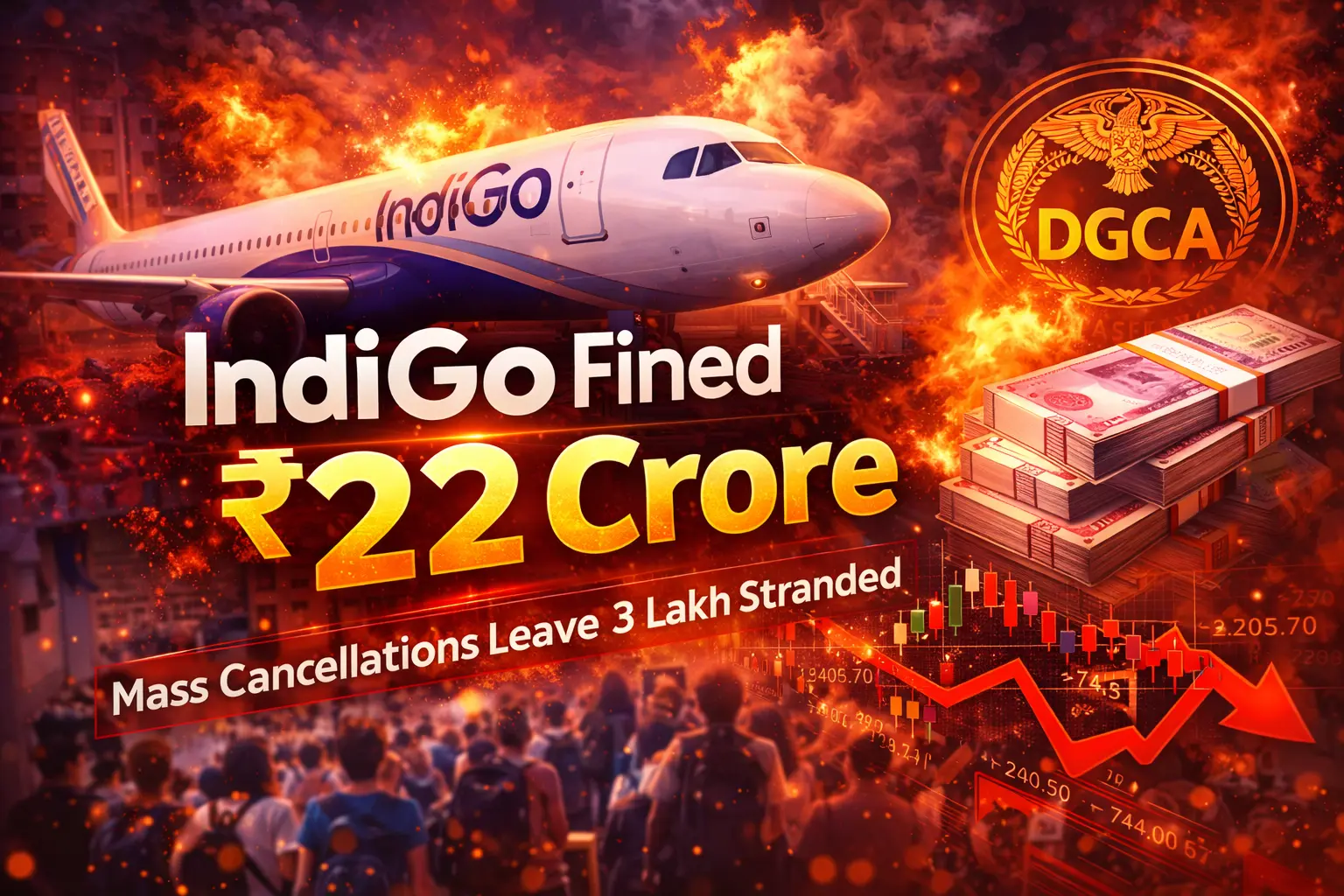 IndiGo Fined ₹22.2 Crore by DGCA After December Travel Chaos: Inside the Operational Failure, Regulatory Fallout, and What It Means for IndiGo Stock