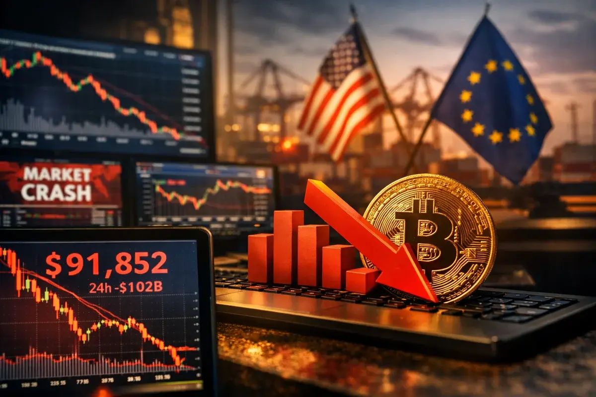 Crypto Market Loses $100 Billion as Bitcoin Falls Below $92,000 on Trade War Fears