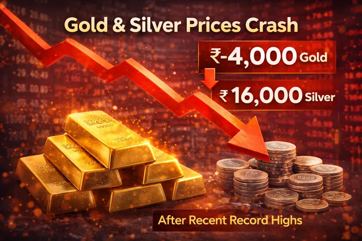Gold and Silver Rate Today: After Hitting Record Highs, Silver Crashes Over ₹16,000, Gold Slides Sharply — What Triggered the Fall and What Comes Next