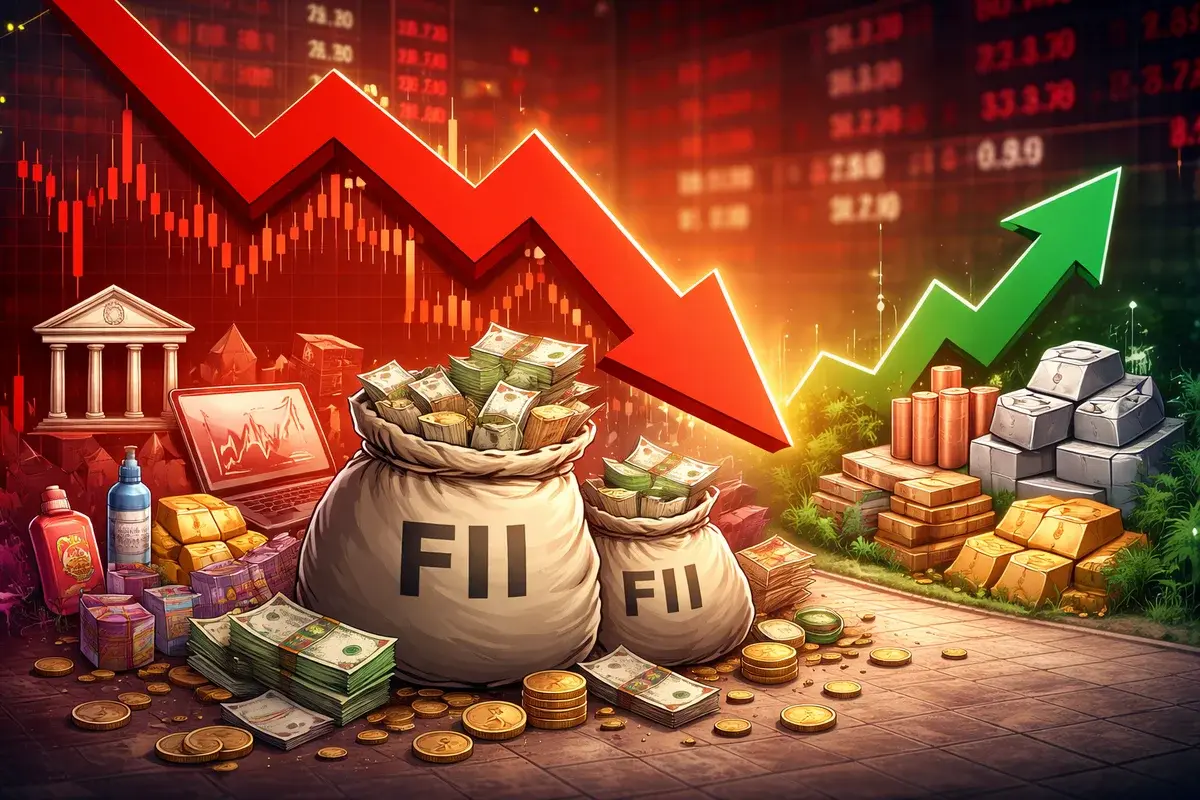 ₹19,000 Crore FII Selloff Rocks Indian Markets: Banks, IT, FMCG Bear the Brunt; Metals Shine as Lone Bright Spot