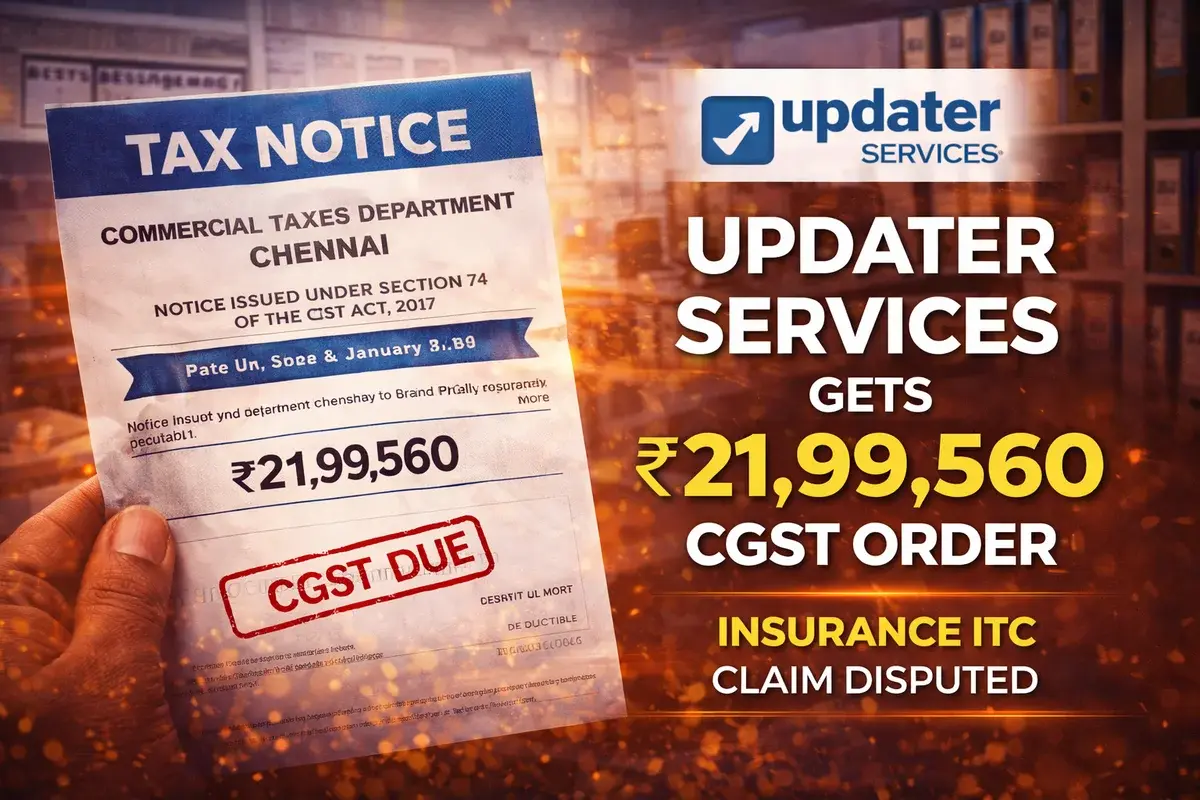 Updater Services Limited Faces CGST Challenge with ₹21.99 Lakh Tax Order