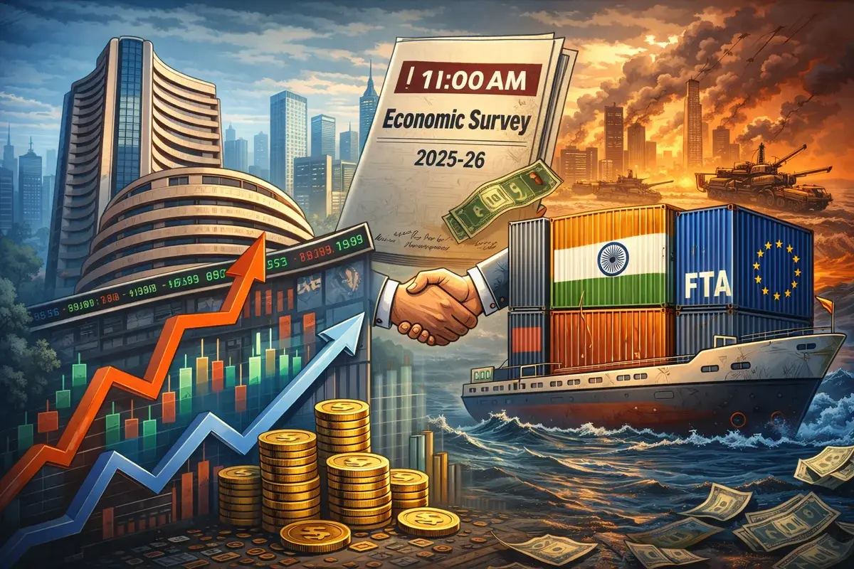 Indian Stock Market Poised for Mild Gains Ahead of Economic Survey