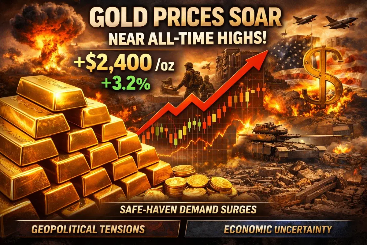 Gold Prices Surge Near All-Time Highs as Geopolitical Fears and Economic Uncertainty Drive Safe-Haven Demand
