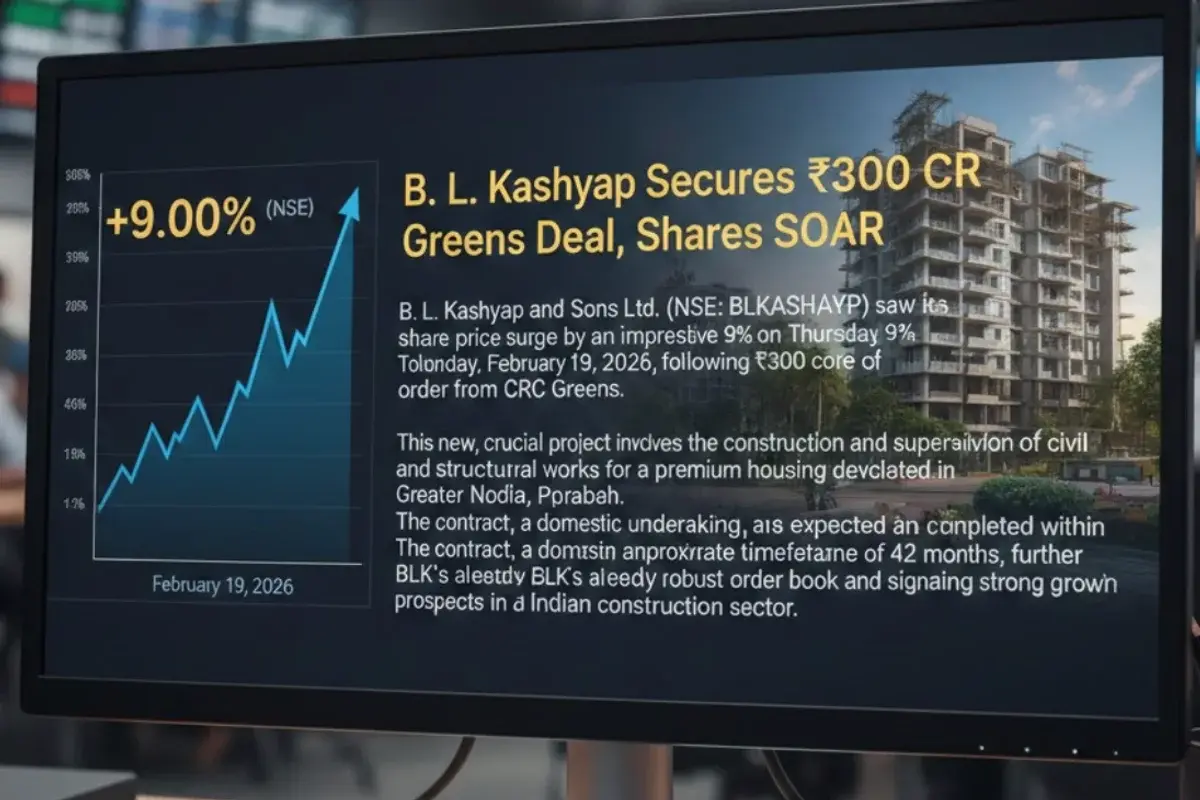 B L Kashyap and Sons Shares Soar 9% on ₹300 Crore CRC Greens Order in February 2026
